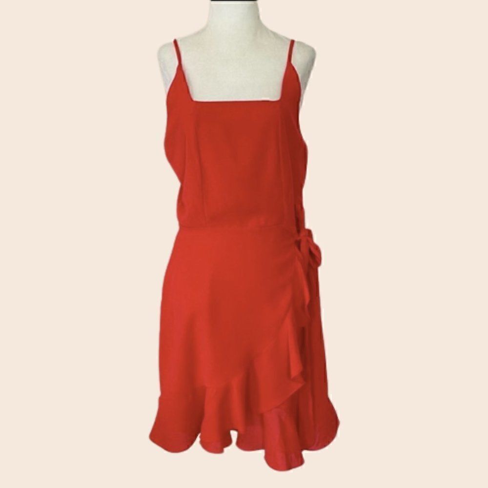 Vixen Red Wrap Dress w/ Square Neckline Size Large